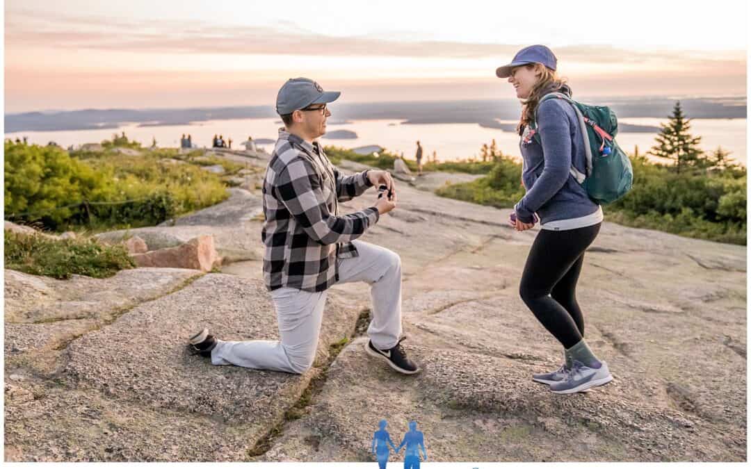 Acadia National Park Sunrise Proposal on Cadillac Mountain | Eric and Catie