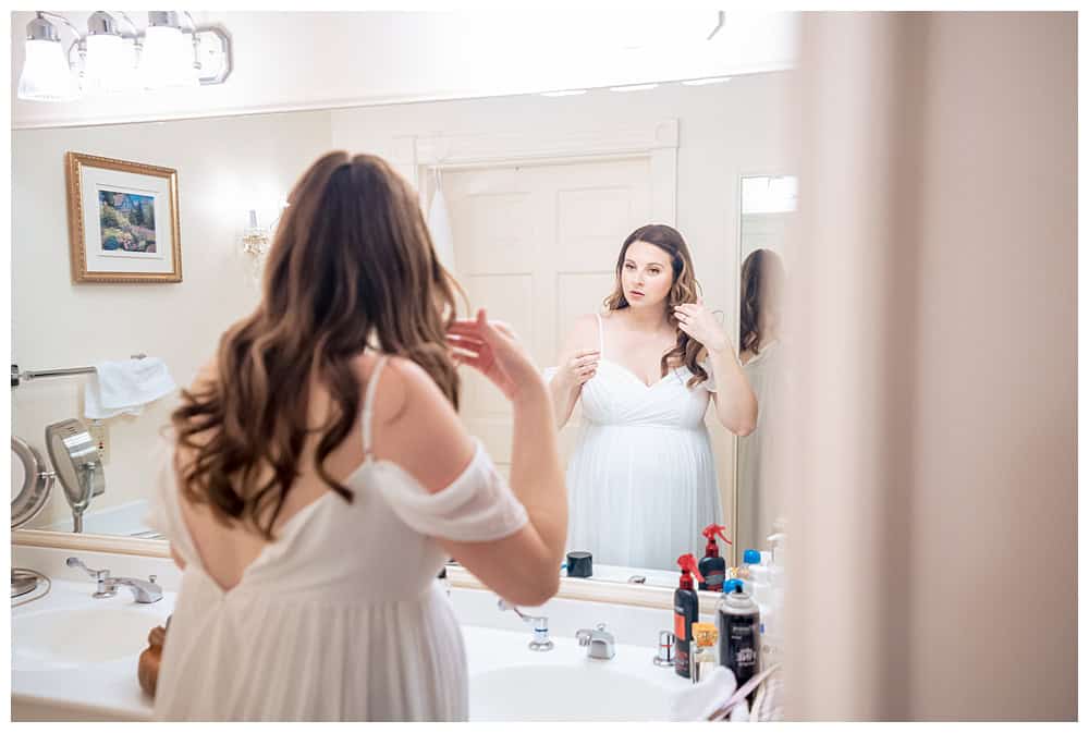 Acadia Wedding Photographers, Bar Harbor Wedding Photographers, bride preps her hair