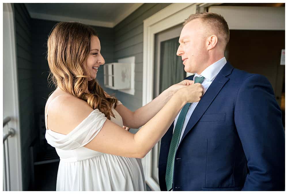 Acadia Wedding Photographers, Bar Harbor Wedding Photographers, bride helps groom get ready