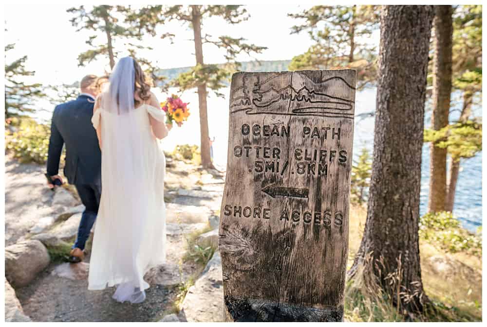 Acadia Wedding Photographers, Bar Harbor Wedding Photographers, Couple walks to their ceremony spot