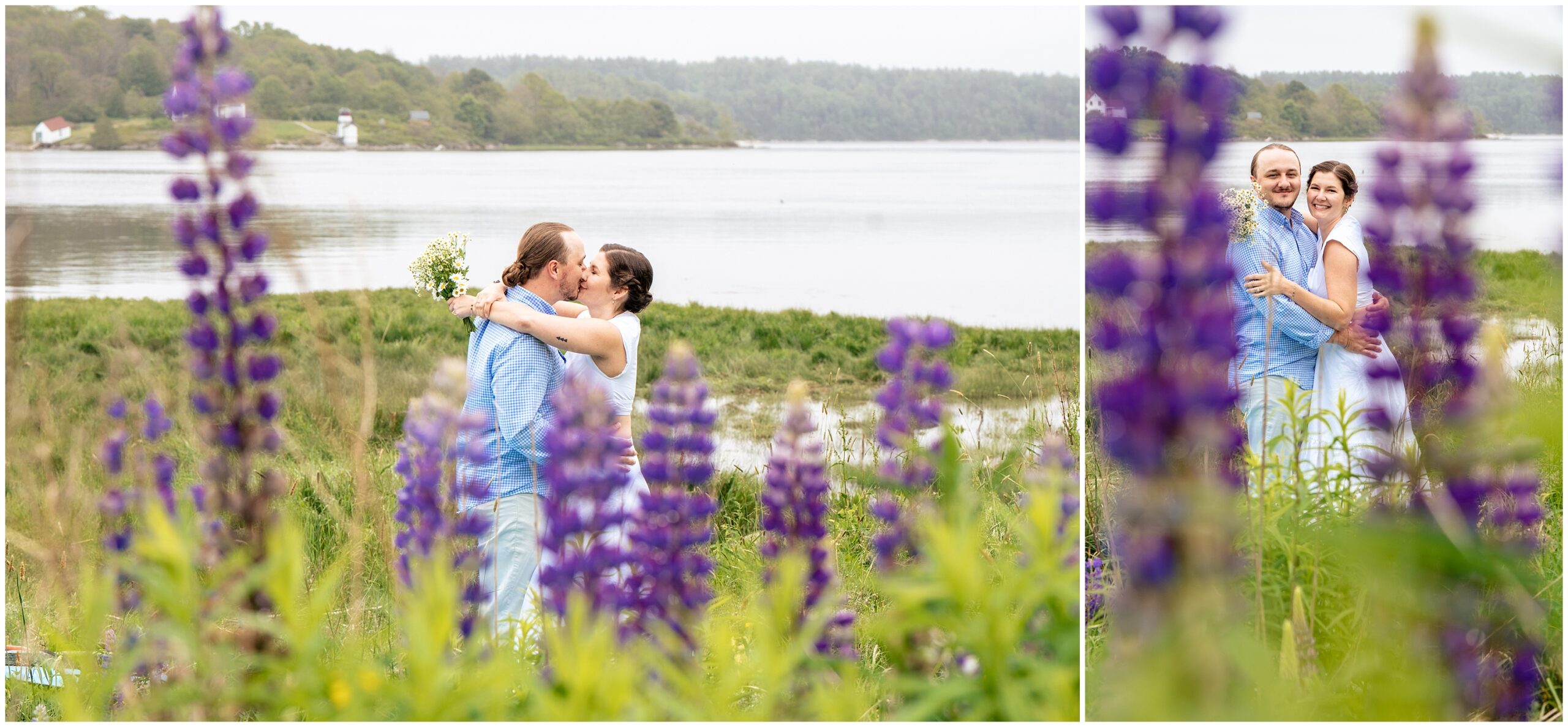 Phippsburg Engagement Session, 1774 Inn Wedding, Lupines