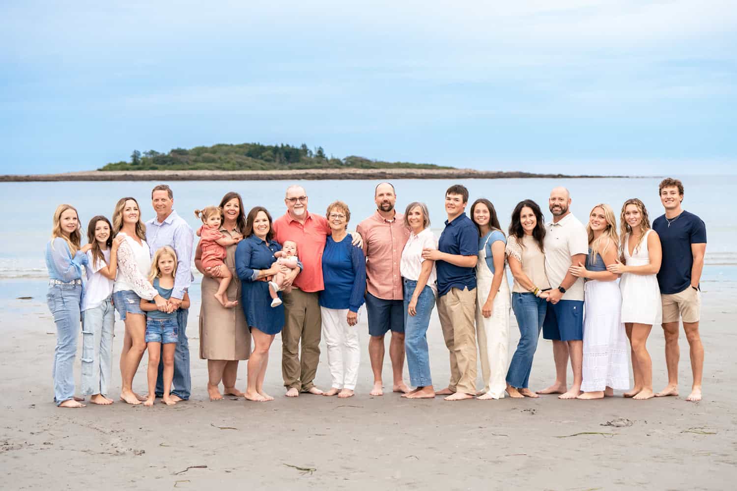 Extended family portraits on Goose Rocks Beach in Kennebunkport Maine