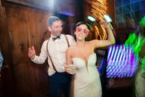 Bride and Groom on the dance floor at Josia's River Farm in York Maine