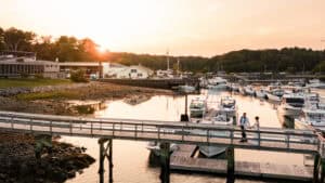 Drone captured portraits from a Dockside Restaurant Wedding in YOrk Maine