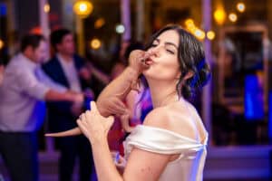 Bride on the dance floor during the reception for a Dockside Restaurant Wedding in York Maine
