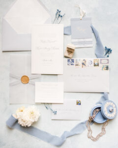 Beautiful blue wedding details with a vintage flair for a Newport Mansion Wedding