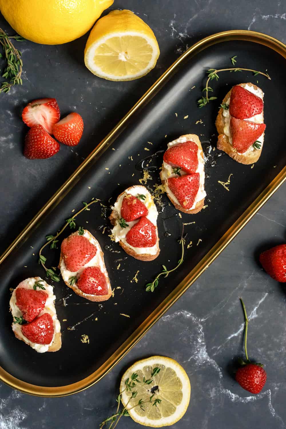 Maine Food Photographer, Maine product and branding photographer, Honey and Thyme Roasted Strawberries on Lemon whipped ricotta
