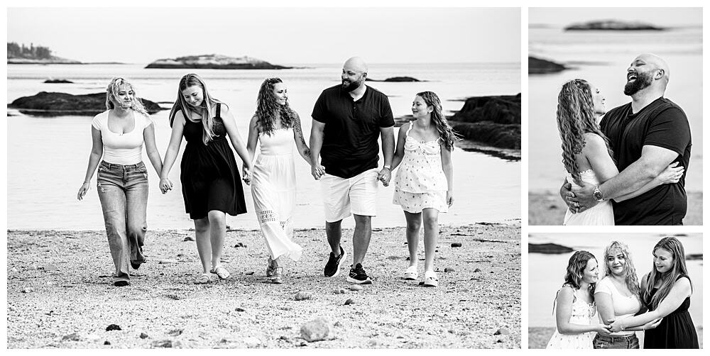 Boothbay Harbor Family Photos, Boothbay Harbor Family Photographer, Extended family portraits on a sandy beach