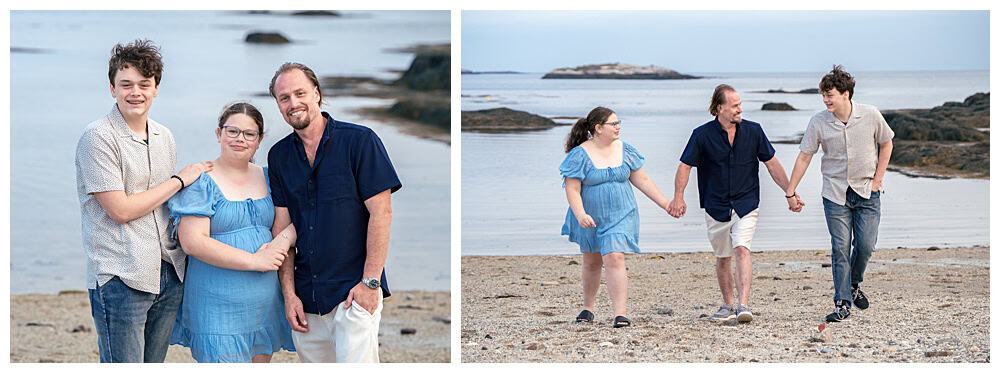 Boothbay Harbor Family Photos, Boothbay Harbor Family Photographer, Extended family portraits on a sandy beach