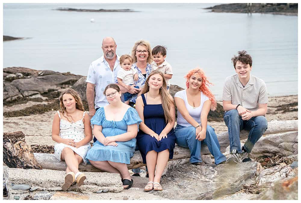 Boothbay Harbor Family Photos, Boothbay Harbor Family Photographer, Extended family portraits on a sandy beach