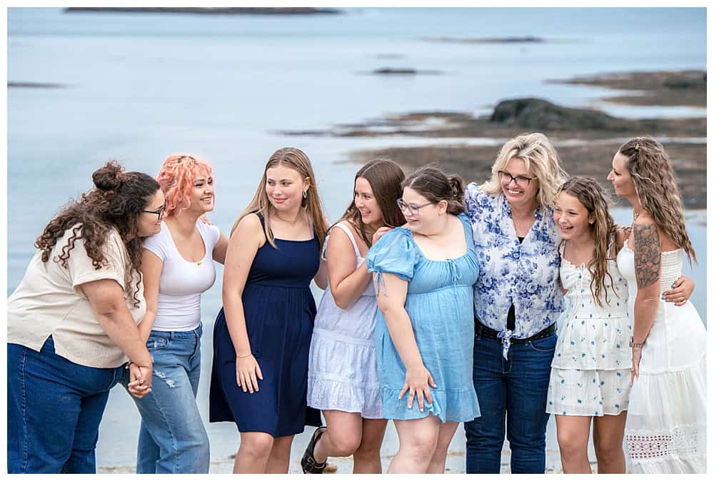 Boothbay Harbor Family Photos, Boothbay Harbor Family Photographer, Extended family portraits on a sandy beach