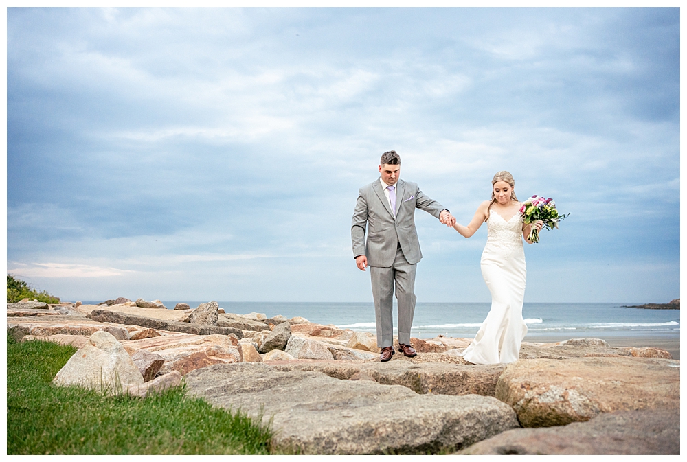 Union Bluff Wedding Photographers, Couple on Short Sands Beach for their York Maine Wedding