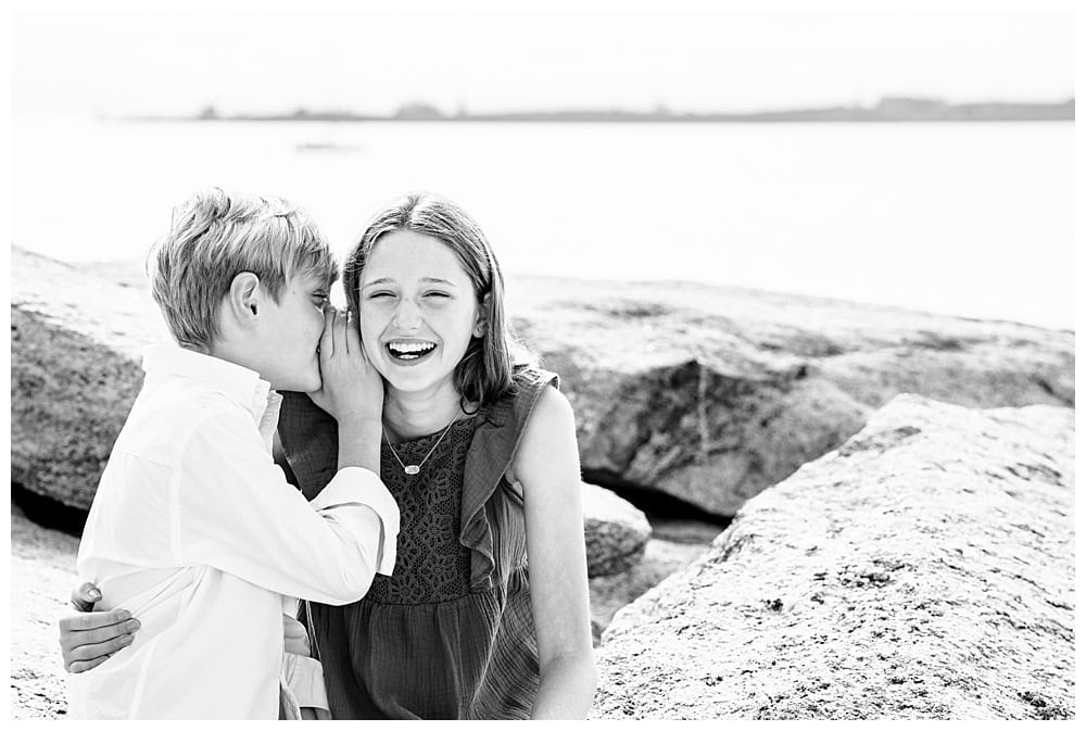 Extended family portraits on the back rocky shore of Squirrel Island. Squirrel Island Family Photography by Boothbay Harbor Family Photographer, Two Adventurous Souls