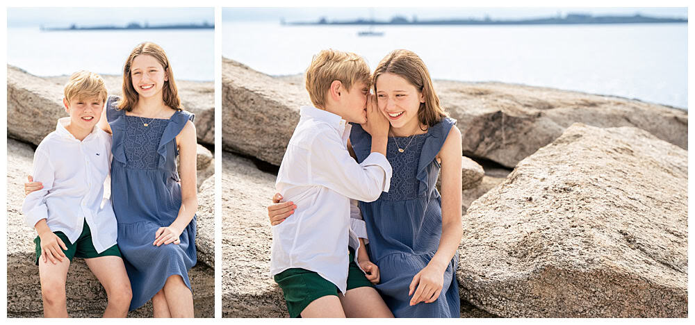 Extended family portraits on the back rocky shore of Squirrel Island. Squirrel Island Family Photography by Boothbay Harbor Family Photographer, Two Adventurous Souls