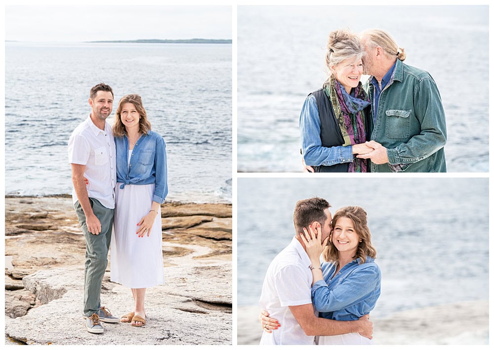 Extended family portraits on the back rocky shore of Squirrel Island. Squirrel Island Family Photography by Boothbay Harbor Family Photographer, Two Adventurous Souls