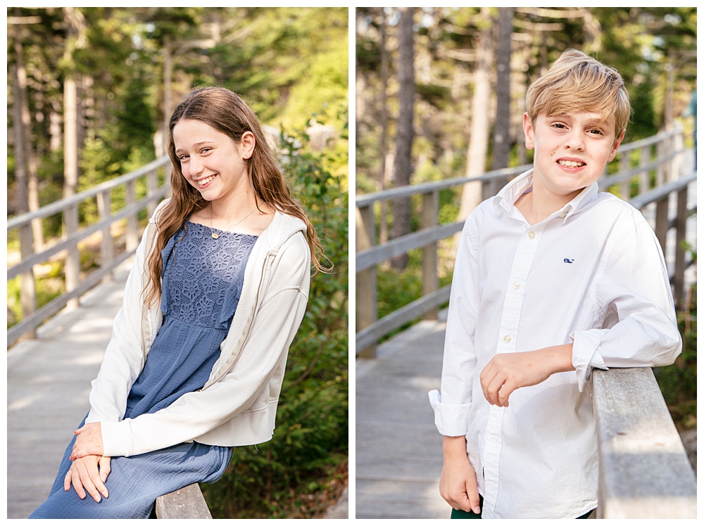 Extended family portraits on the walking boardwalk of Squirrel Island. Squirrel Island Family Photography by Boothbay Harbor Family Photographer, Two Adventurous Souls