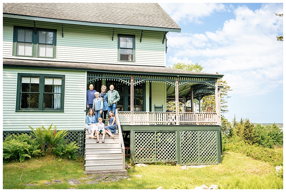 Extended family portraits on the walking boardwalk of Squirrel Island. Squirrel Island Family Photography by Boothbay Harbor Family Photographer, Two Adventurous Souls