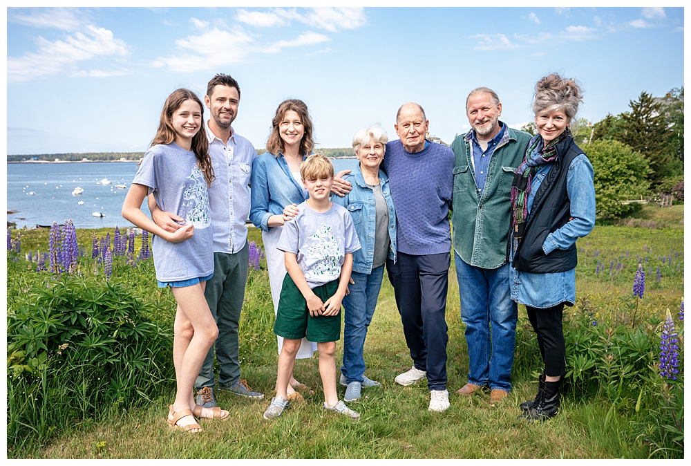 Extended family portraits on the walking boardwalk of Squirrel Island. Squirrel Island Family Photography by Boothbay Harbor Family Photographer, Two Adventurous Souls