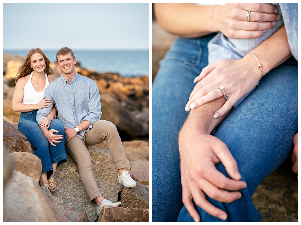 Short Sands Beach Engagement Photos with a Beach Picnic twist. Captured by Maine Wedding Photographers, Two Adventurous Souls
