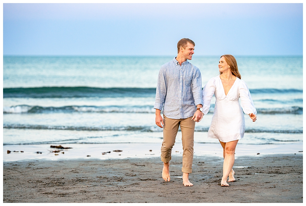 Short Sands Beach Engagement Photos with a Beach Picnic twist. Captured by Maine Wedding Photographers, Two Adventurous Souls
