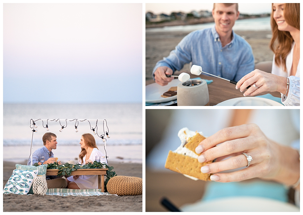 Short Sands Beach Engagement Photos with a Beach Picnic twist. Captured by Maine Wedding Photographers, Two Adventurous Souls