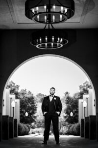 Groom gets ready in a GQ style groom photo at the Danversport Yacht Club Wedding