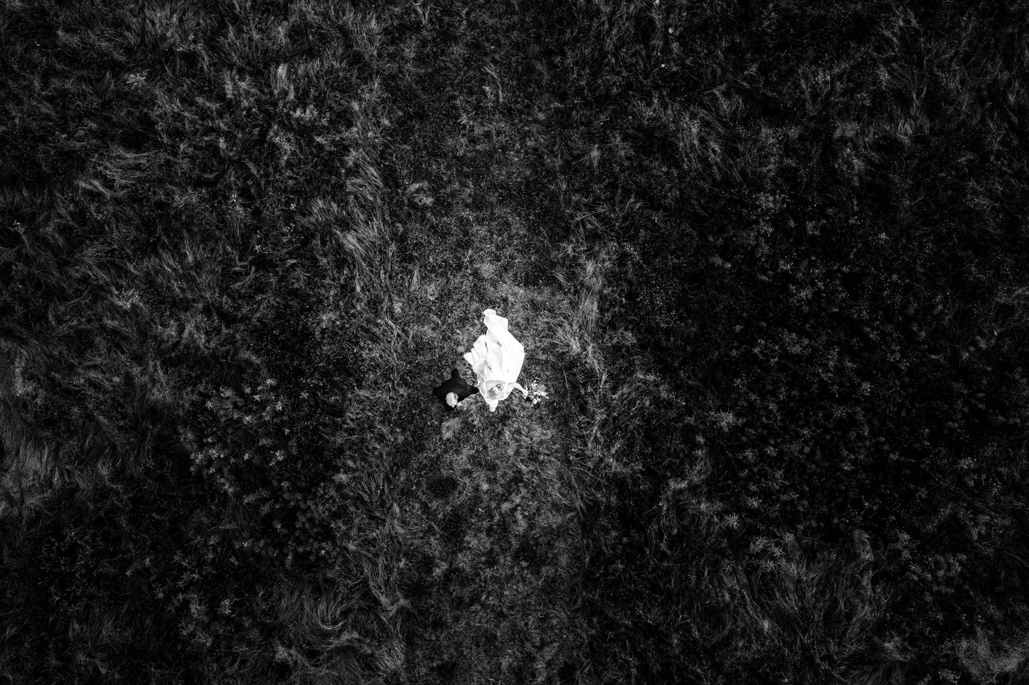 York Maine Wedding photographers capture a wedding at Scotland Fields. Drone Wedding Image