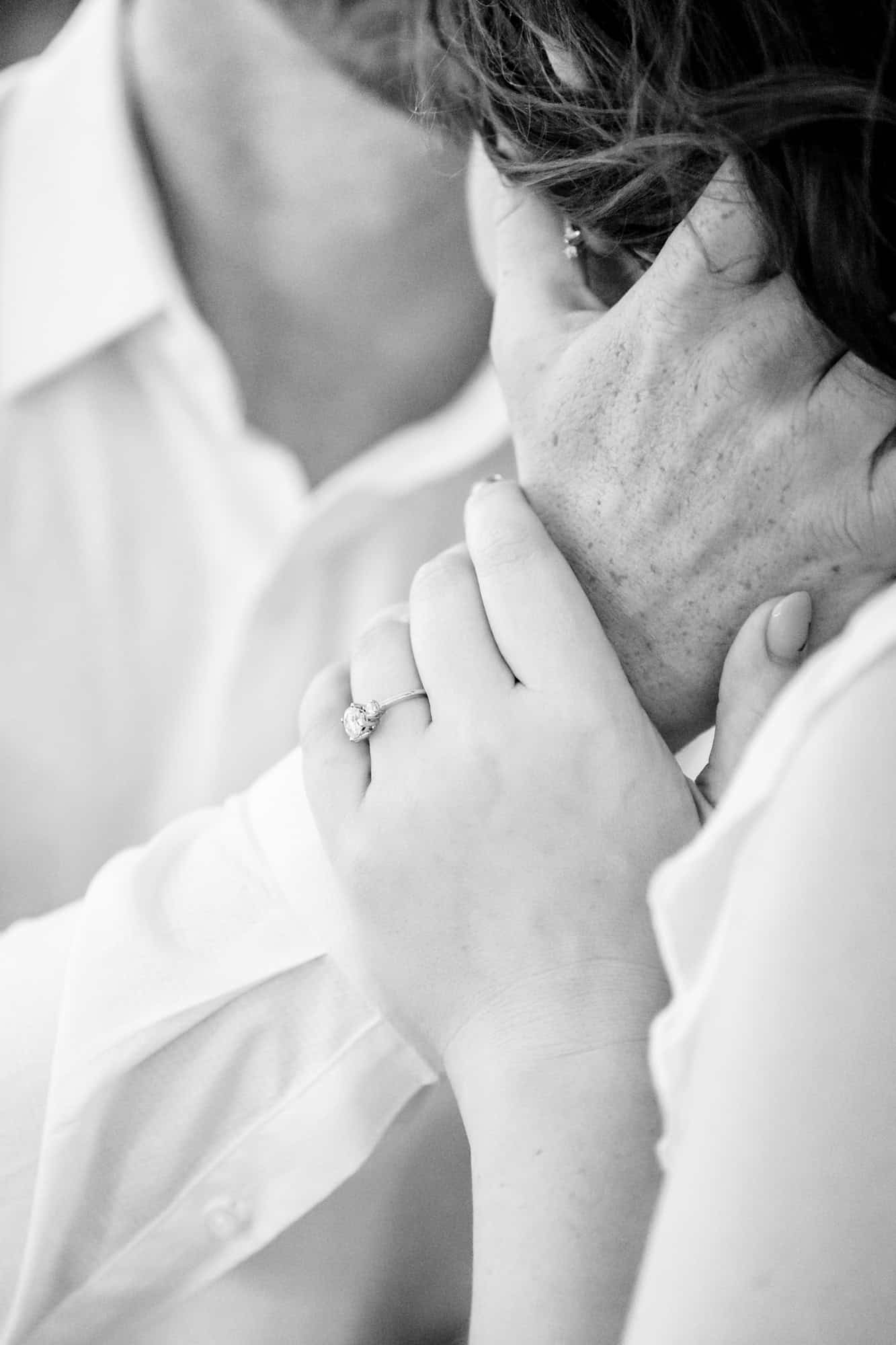 Close up of an engagement ring for a biddeford pool wedding