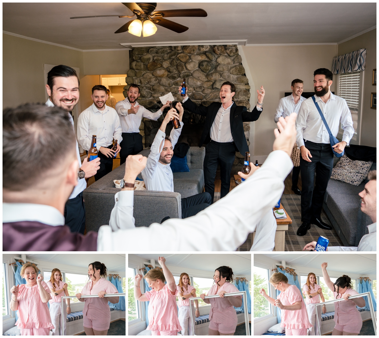 Sebasco Harbor Resort Wedding Photographers Capture the bride getting ready and the groom getting ready