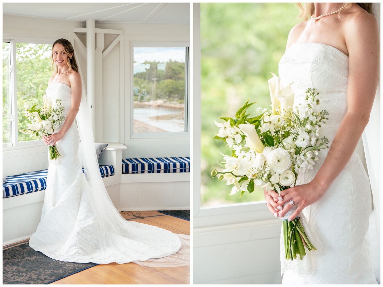 Sebasco Harbor Resort Wedding Photographers Capture the first look in the Lighthouse