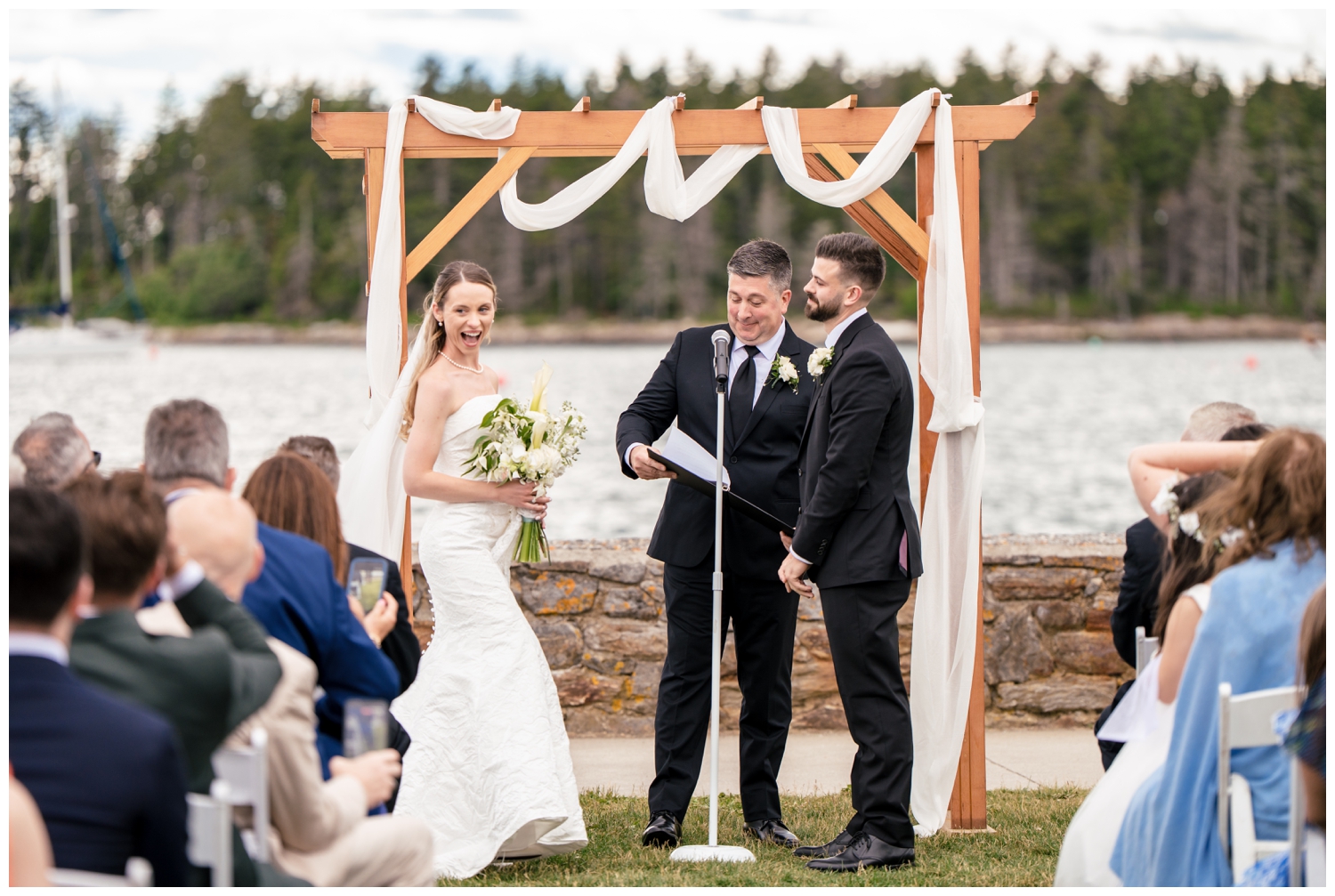 Sebasco Harbor Resort Wedding Photographers Capture the ceremony on the lawn