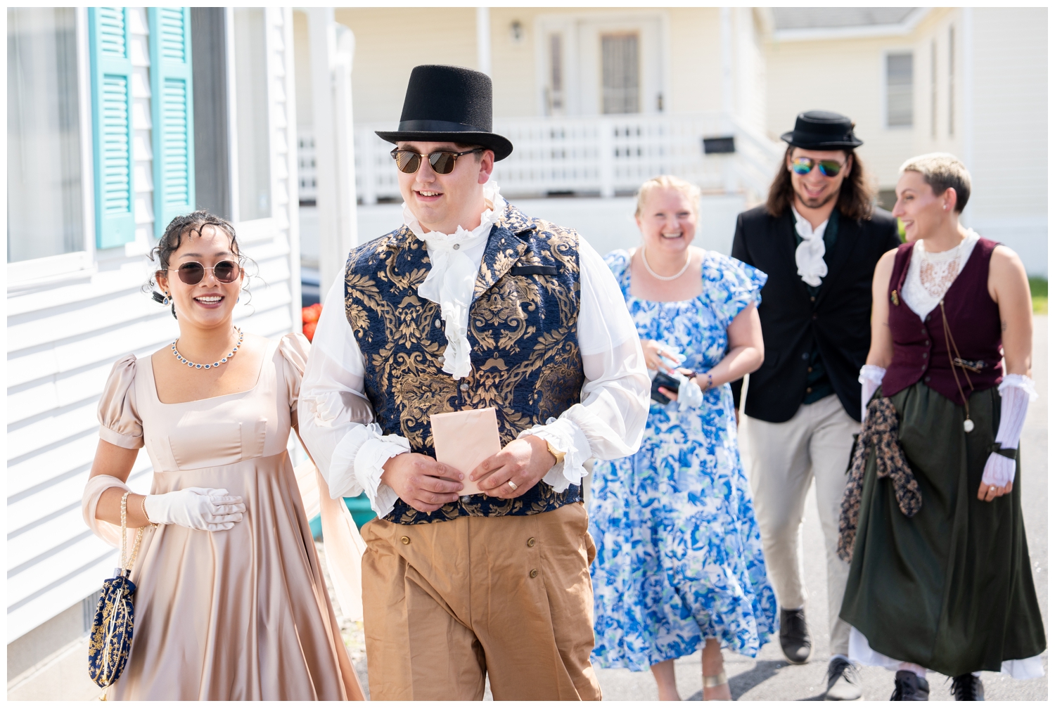 Old Orchard Beach Wedding Photographers capture a Bridgerton Themed wedding at Seashell Events.