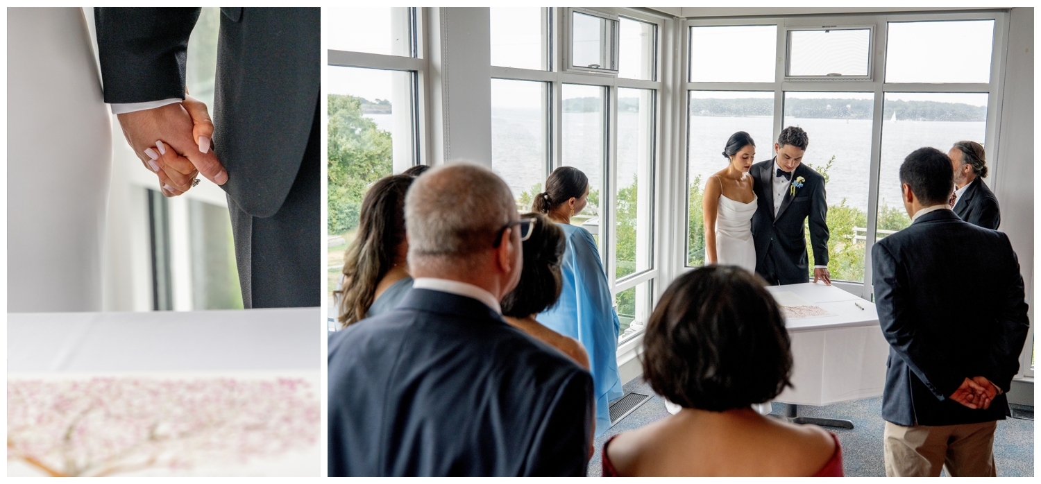SMCC Wedding Photographers capture a Southern Maine Community College Wedding on a misty summer day. Two Adventurous Souls