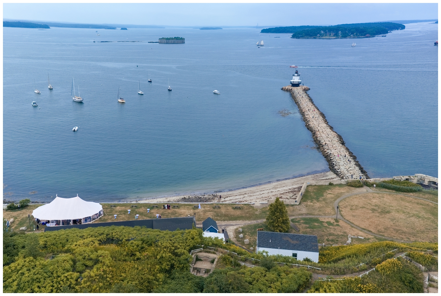 SMCC Wedding Photographers capture a Southern Maine Community College Wedding on a misty summer day. Two Adventurous Souls
