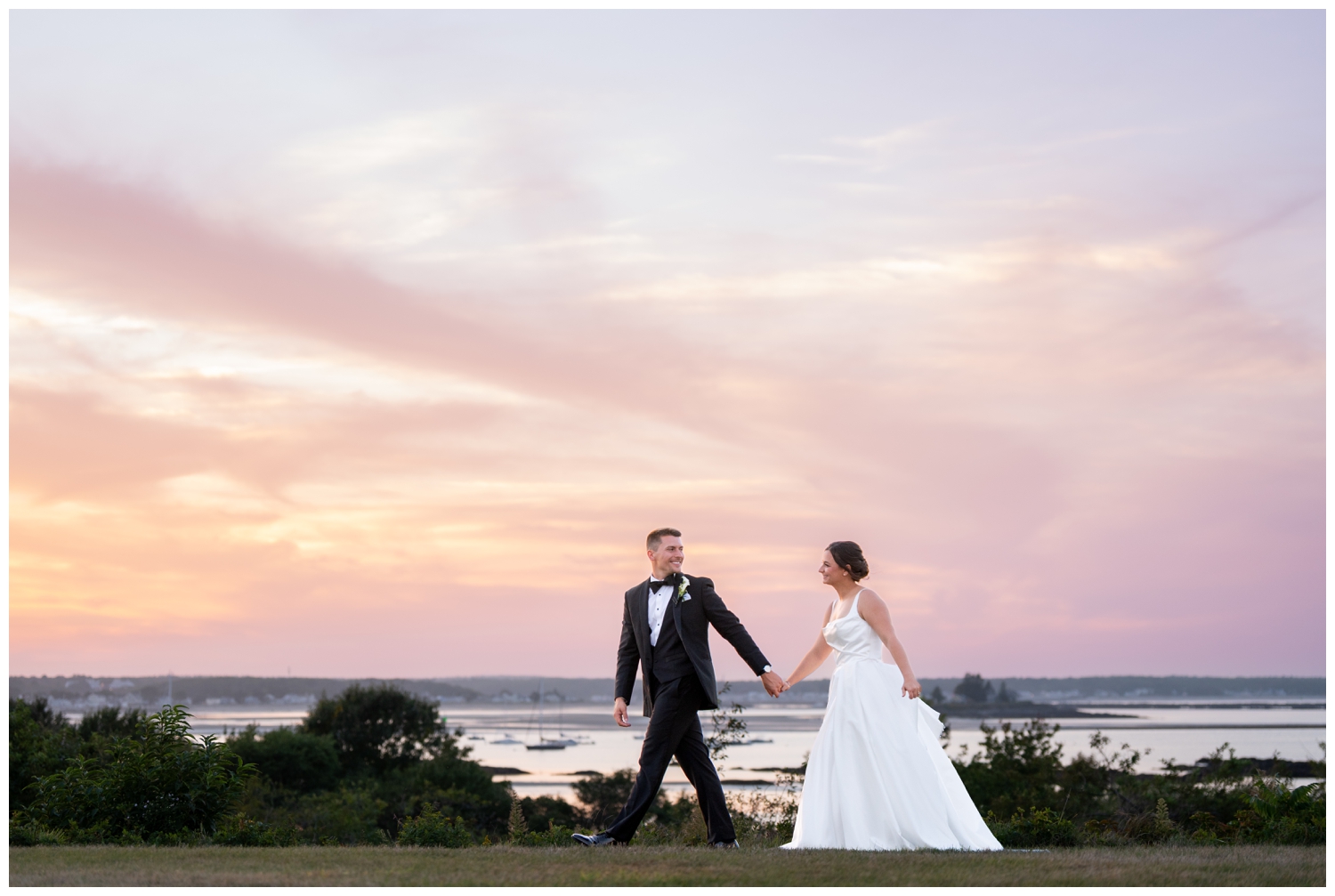 Abanakee Club Wedding in Biddeford Pool, Stunning Biddeford Pool Sunset, Captured by Abanakee Club Wedding Photographers - Two Adventurous Souls